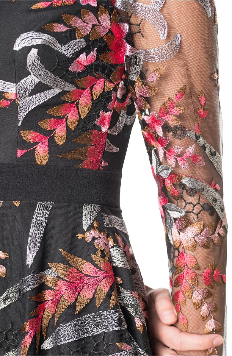 Dress the Population Alora Floral Long Sleeve A-Line Minidress, Alternate, color,