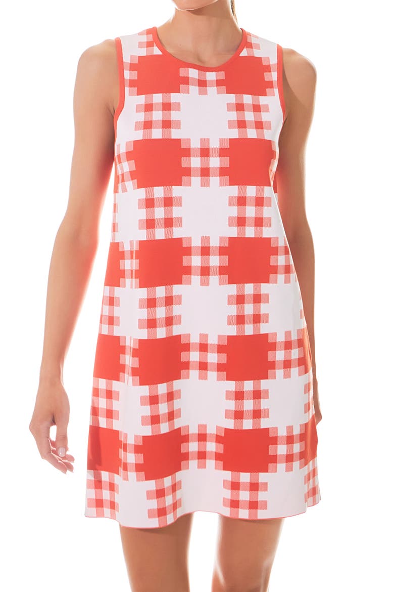 Gingham Check Mini Sweater Dress, Alternate, color, ORANGE