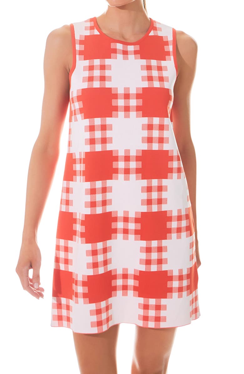 Grey Lab Gingham Check Mini Sweater Dress, Alternate, color, Orange