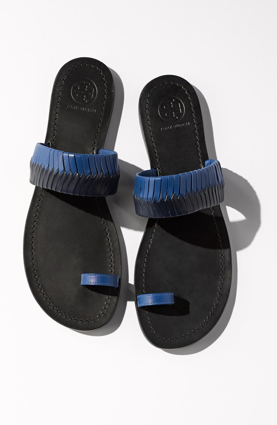 Tory Burch Two-Tone Woven Leather Sandal, Alternate, color, 