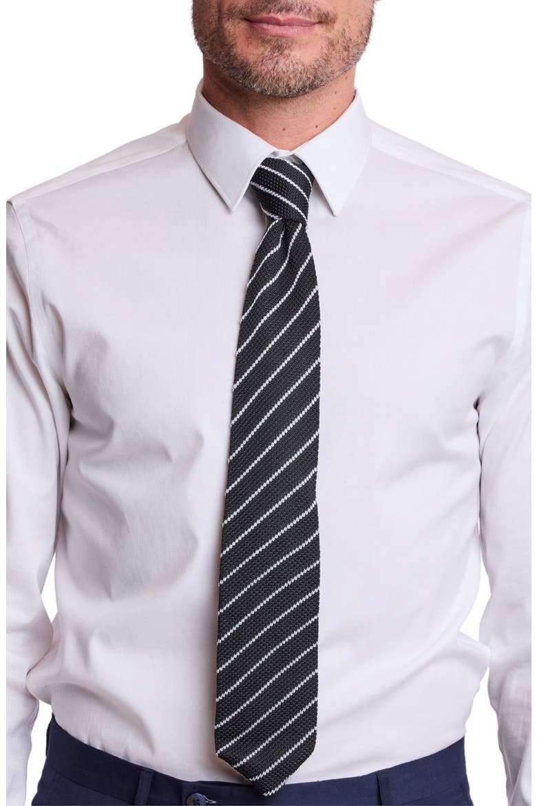 Stanley Striped Knit Tie, Main, color, DK NAVY STRIPE