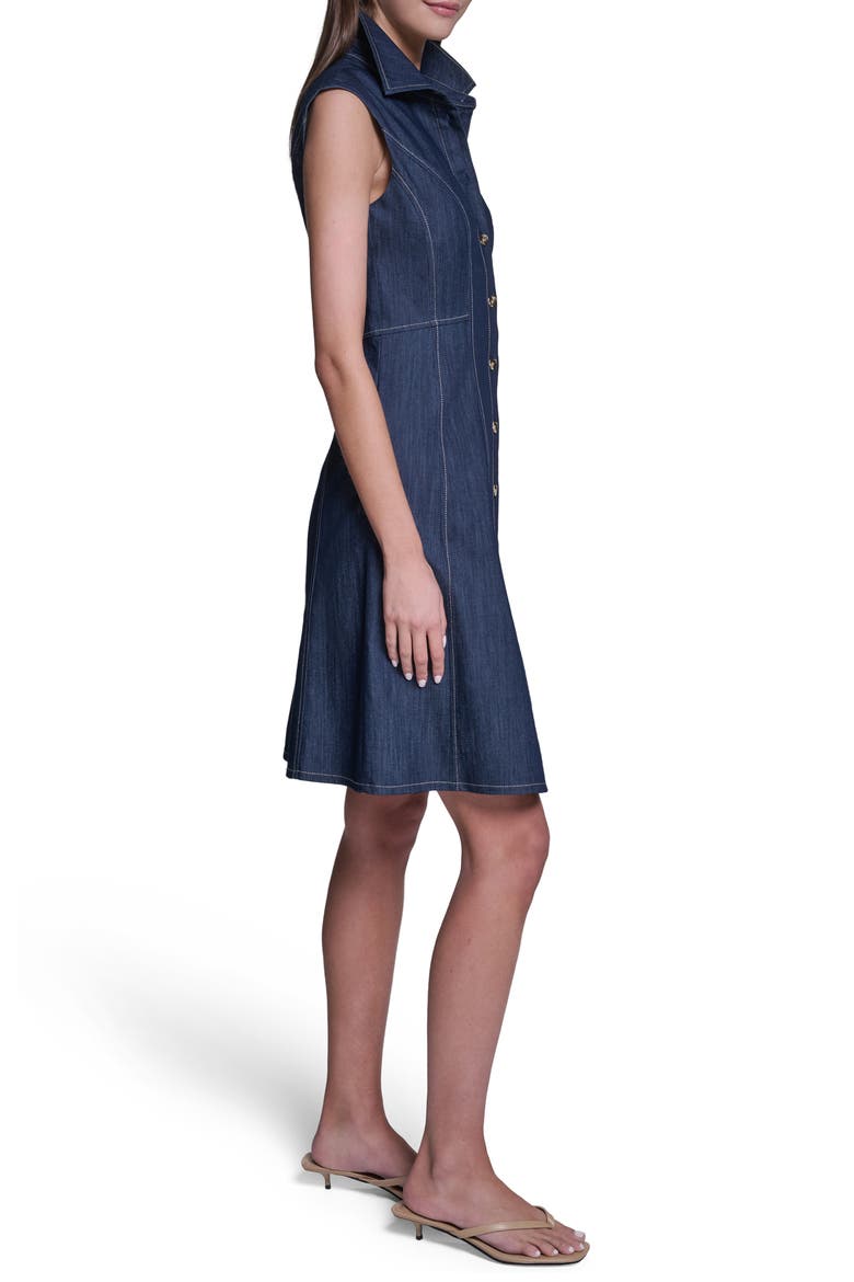Buttoned Denim Fit & Flare Dress, Alternate, color, DENIM
