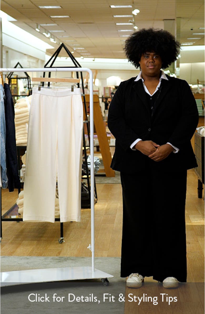 Pleated Straight Leg Cotton Blend Pants, sales video thumbnail