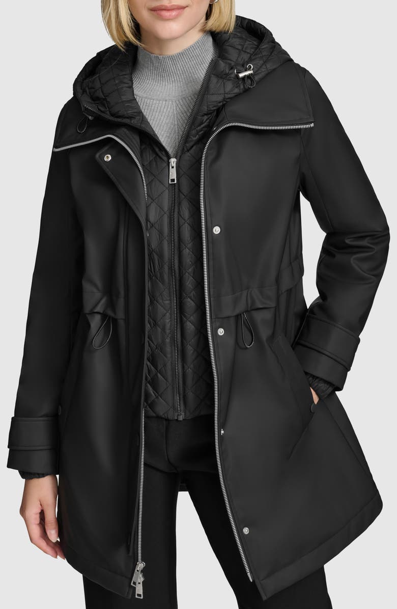 Andrew Marc Ryder Hooded Bib Inset Parka, Alternate, color, Black