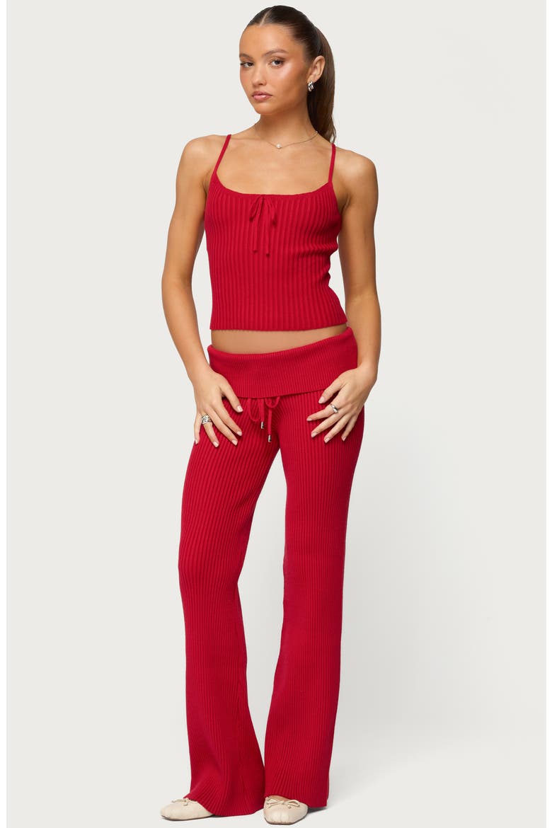 Adannah Foldover Rib Pants, Alternate, color, RED