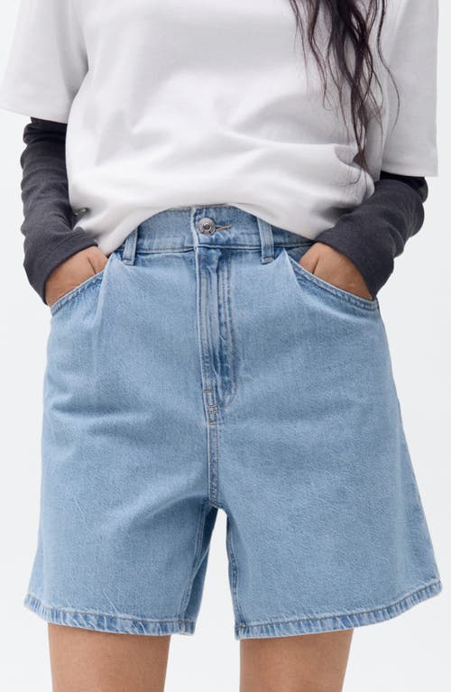 Mango High Waist Denim Shorts In Blue