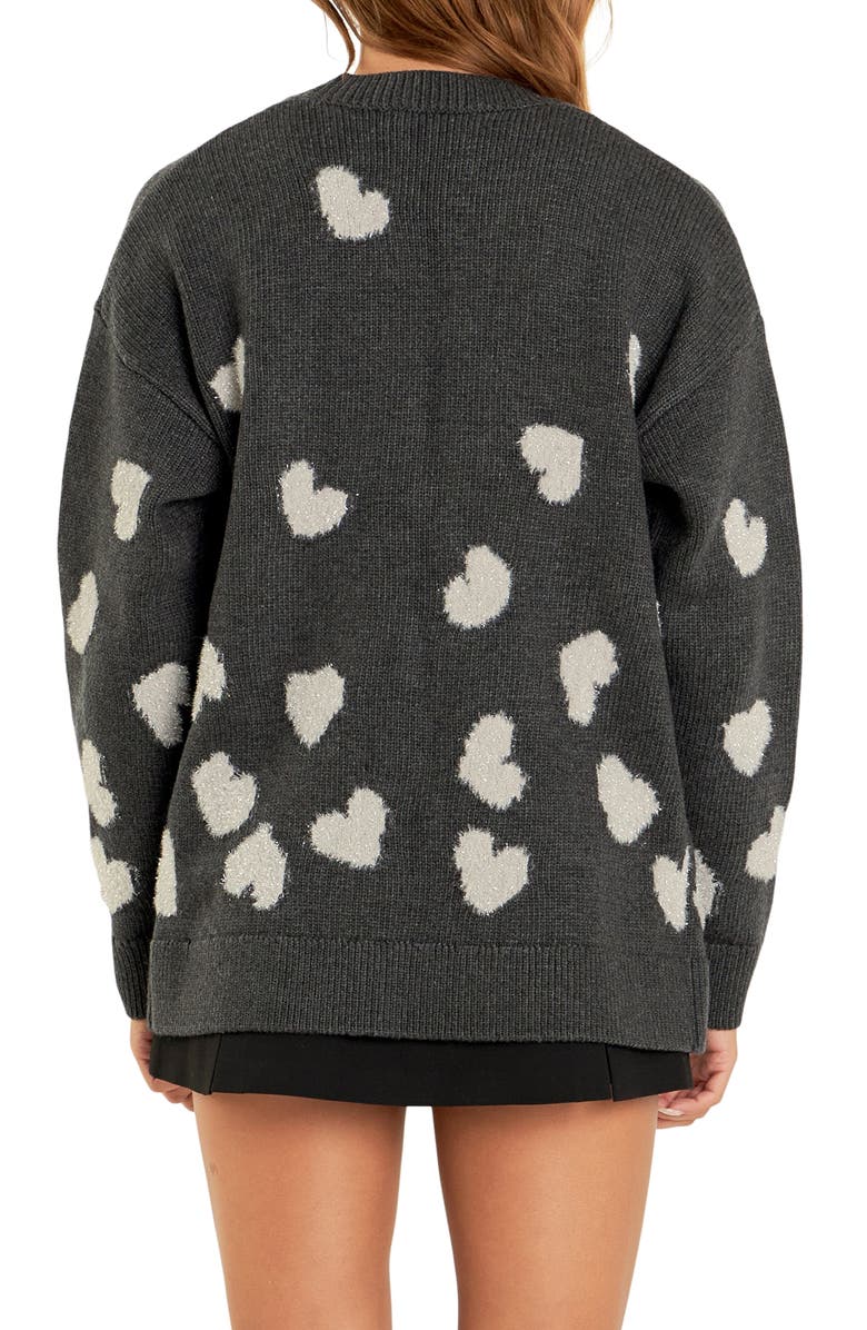 English Factory Metallic Heart Cardigan, Alternate, color, 
