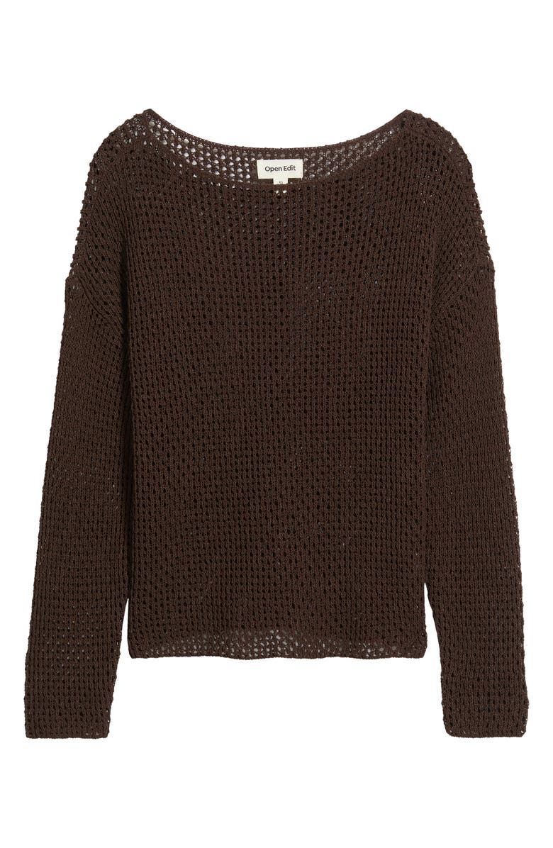 Open Edit Open Stitch Sweater, Alternate, color, Brown Seal