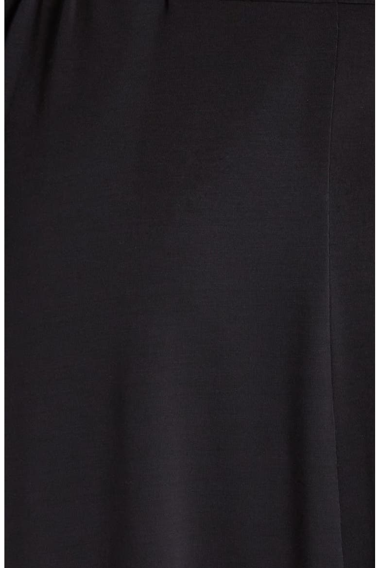 Mariana Lace Trim Jersey Robe, Alternate, color, BLACK