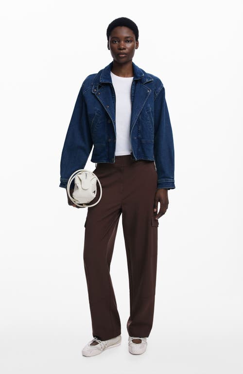 Desigual Wide Leg Cargo Pants In Brown