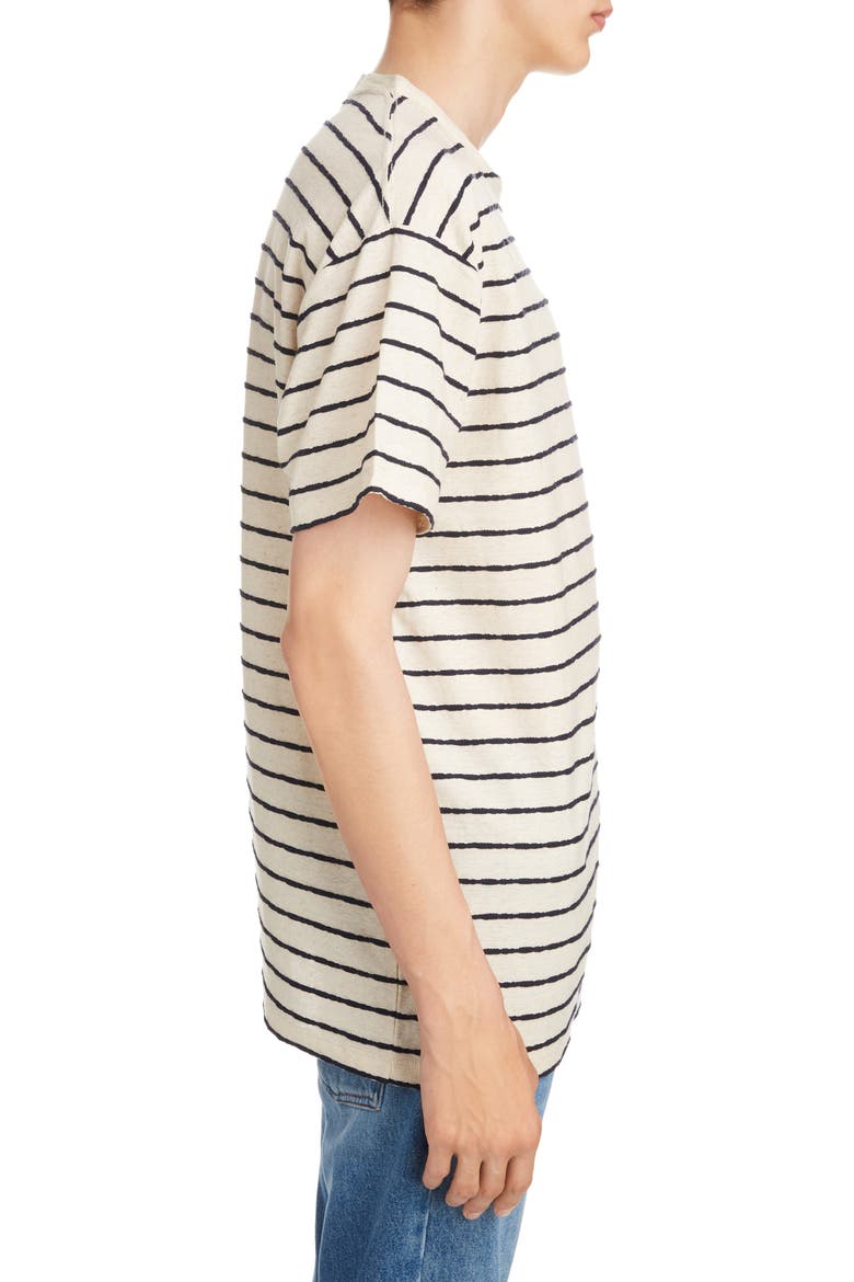 Anagram Embroidered Stripe T-Shirt, Alternate, color, ECRU/ NAVY BLUE
