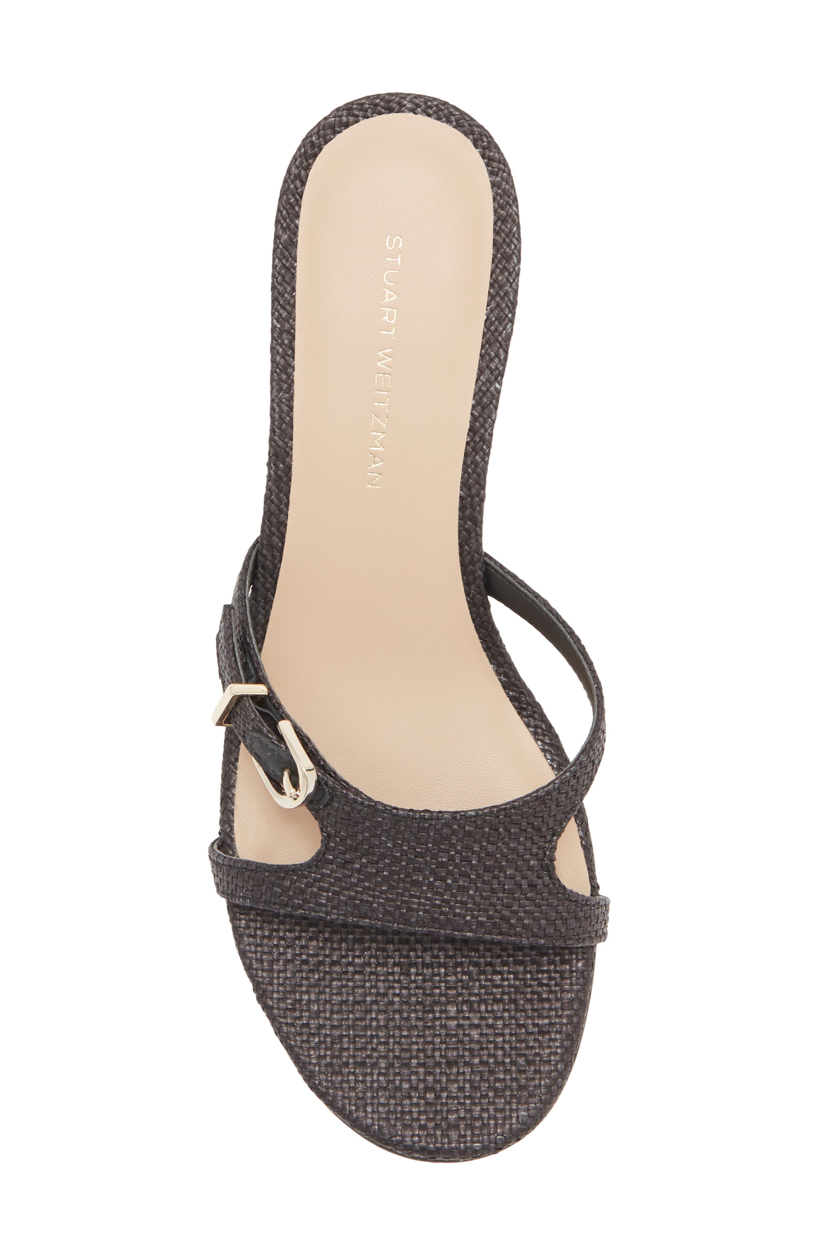 Stuart Weitzman Irene Slide Sandal, Alternate, color, Black / Black
