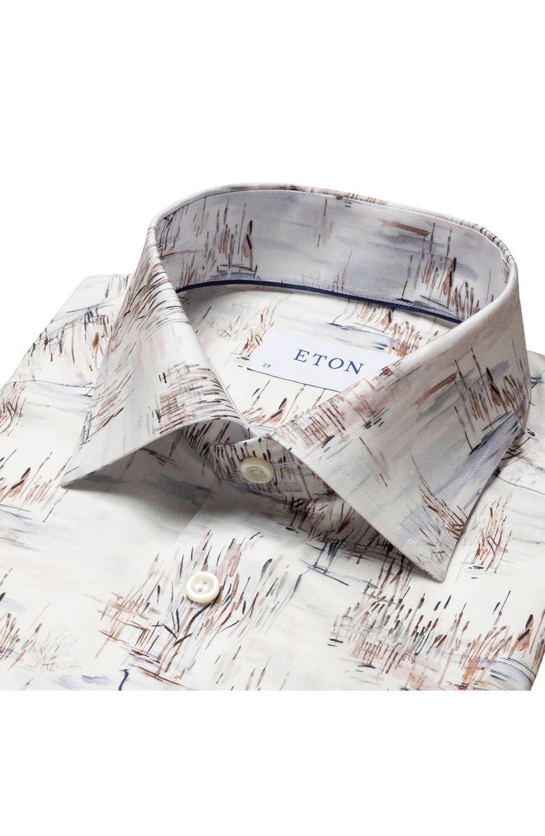 Eton Slim Fit Crane Print Shirt, Alternate, color,