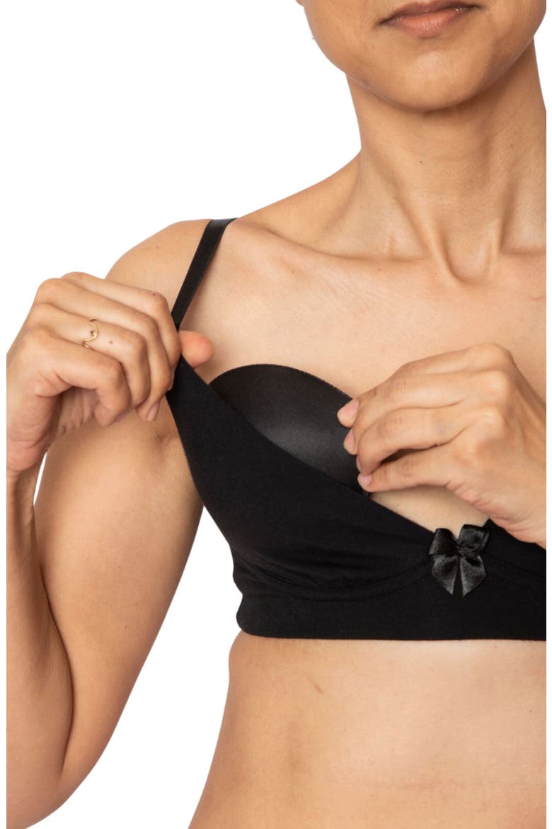 Molly Post-Surgery Pocketed Plunge Wireless T-Shirt Bra, Alternate, color, BLACK