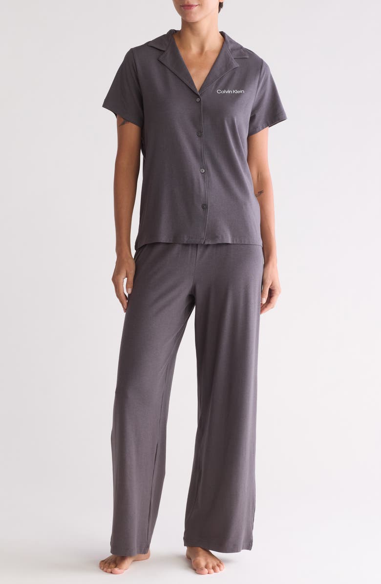 Calvin Klein Notch Collar Knit Pajamas, Main, color, 5Dg Ashford Gre