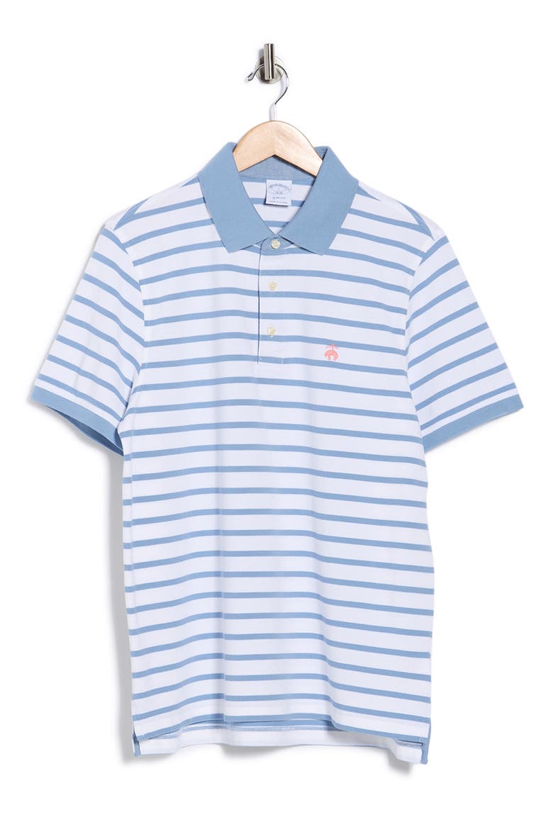 Slim Fit Stripe Cotton Piqué Polo, Alternate, color, ASHLEIGH BLUE/ WHITE