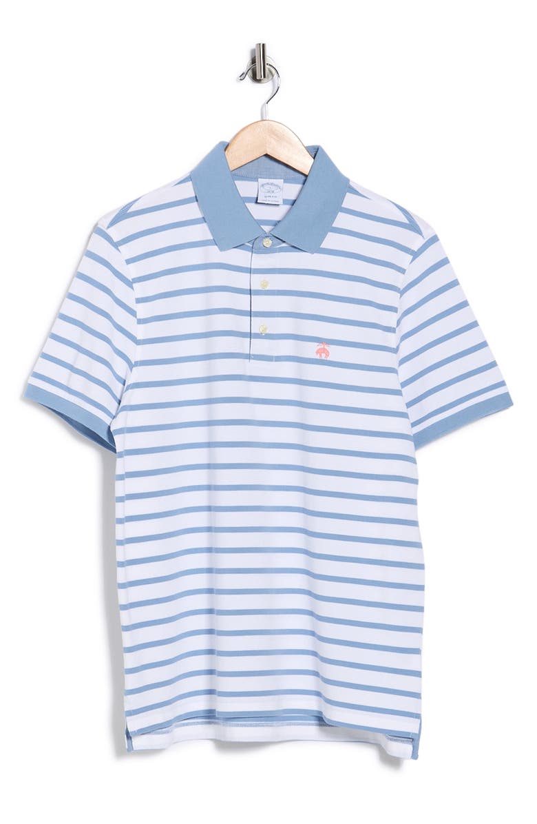Brooks Brothers Slim Fit Stripe Cotton Piqué Polo, Alternate, color, Ashleigh Blue/ White