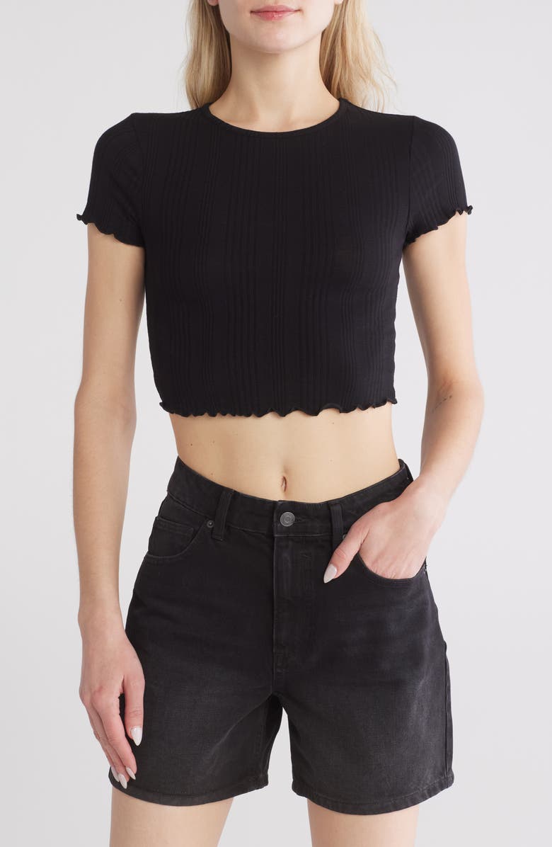 ASOS DESIGN Rib Lettuce Edge T-Shirt, Main, color, 