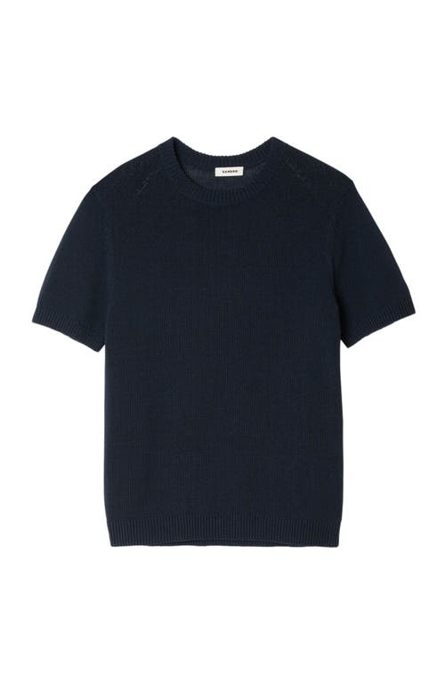 Sandro Fine Knit T-shirt In Blue