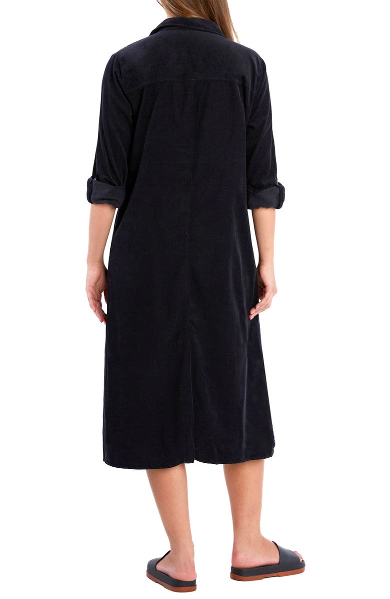Wash Lab Denim Chill Out High-Low Corduroy Shirtdress, Alternate, color, Sleek Black