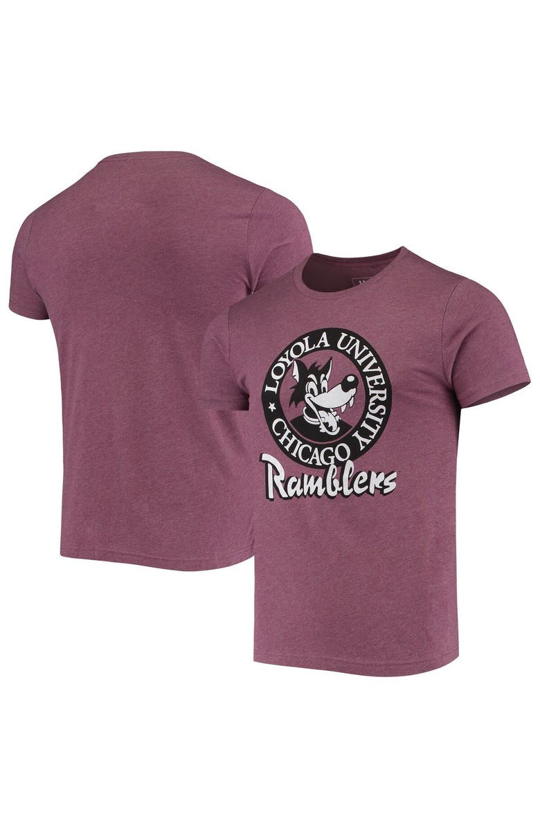 HOMEFIELD Men's Homefield Heathered Maroon Loyola Chicago Ramblers Vintage LU Wolf T-Shirt, Main, color, 