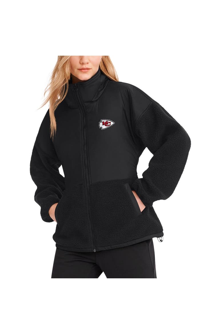 Women's DKNY Sport  Black Kansas City Chiefs Drew Mixed Media Full-Zip Jacket, Alternate, color, Black