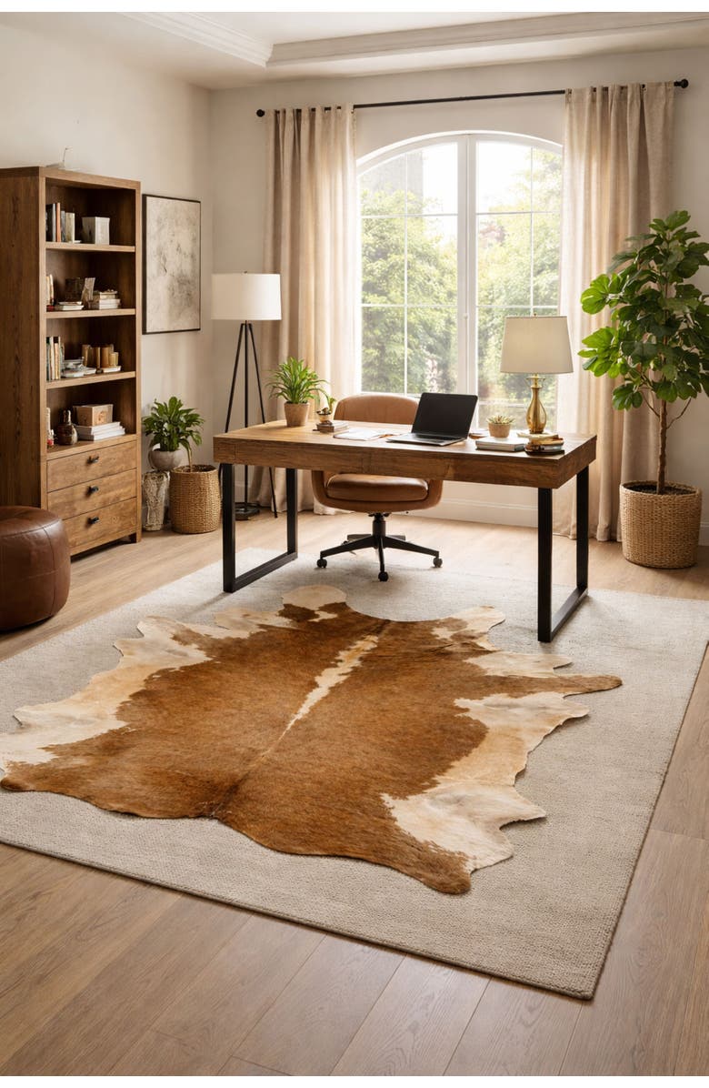 Rhacam Eco Hides RH Rugs Gisselle Brown and White Cowhide Rug 8'2" × 6'3", Alternate, color, Brown And White