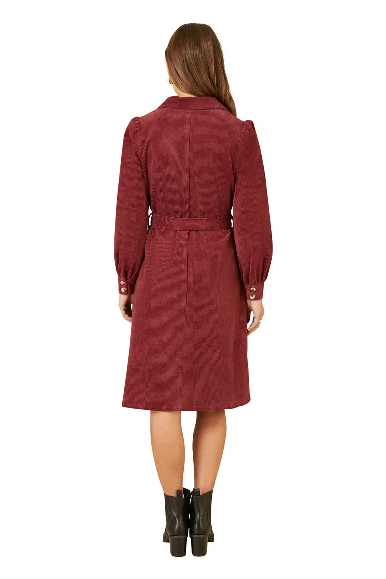 Cord Midi Shirt Dress, Alternate, color, Burgundy