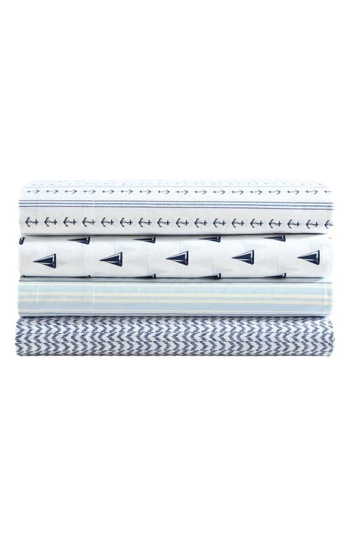 Nautica Camp Stripe 200 Thread Count Sheet Set In Lt-pastel Blue