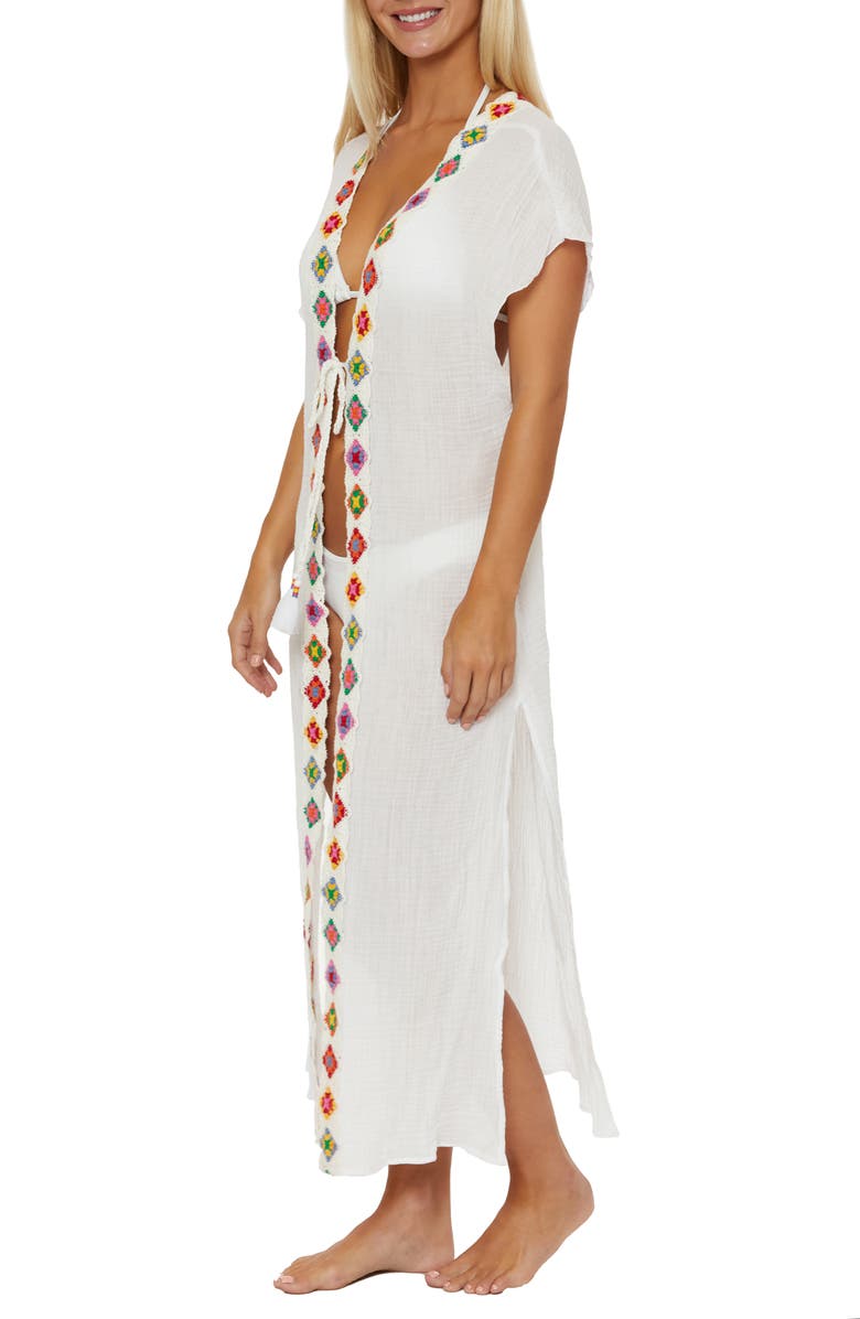 Isabella Rose 1969 Crochet Trim Cotton Cover-Up, Alternate, color, White