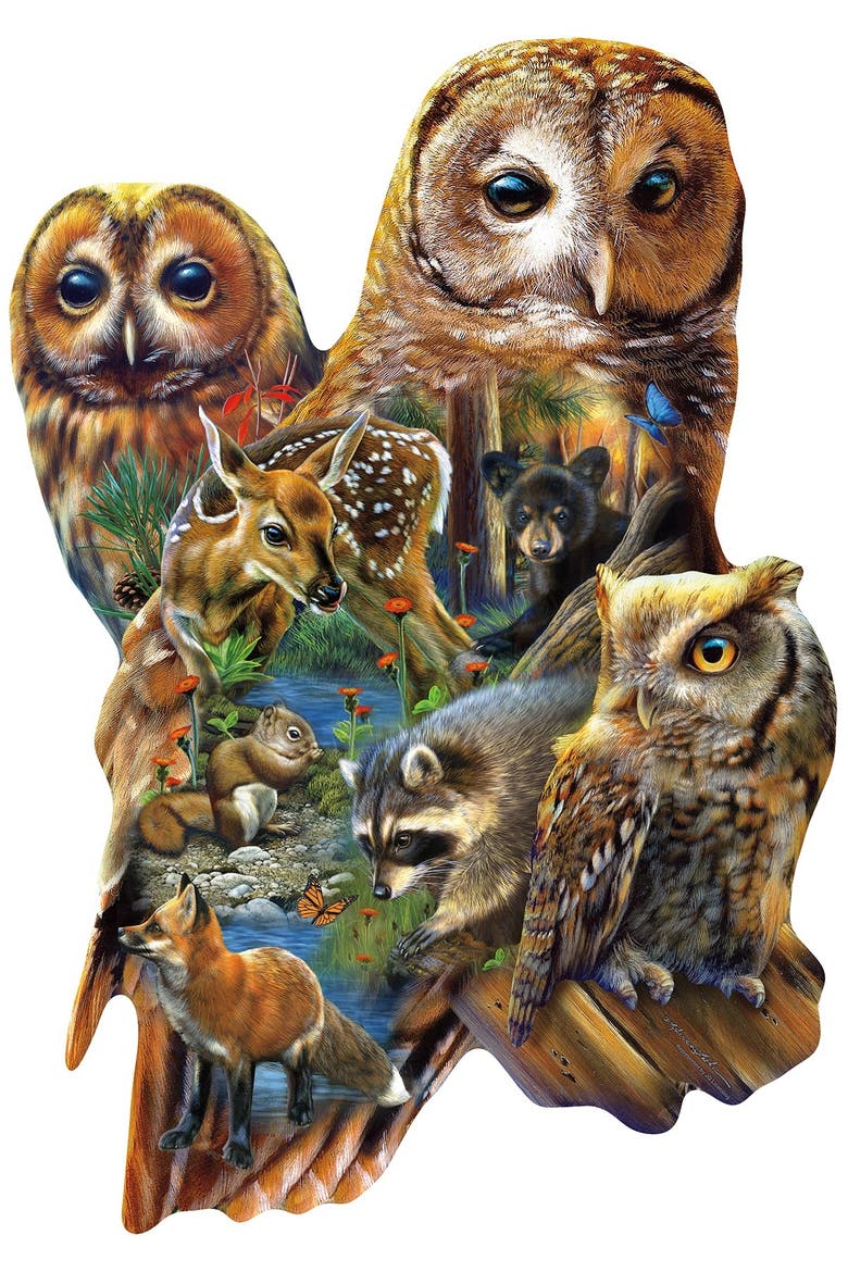 Forest Owls 1000 piece Jigsaw Puzzle for Adults Special Shape, Alternate, color, Multicolor