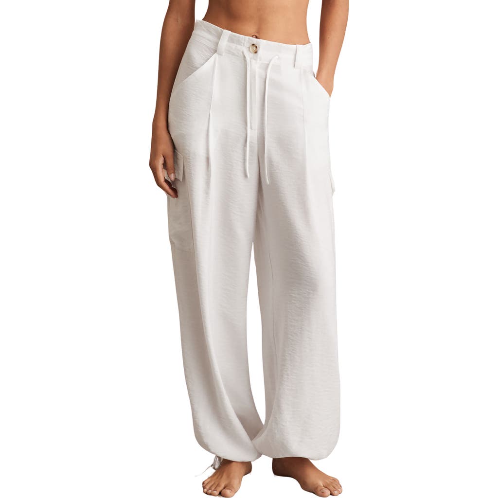 Reiss White Drawstring Tie-cuff Cargo Trousers In White