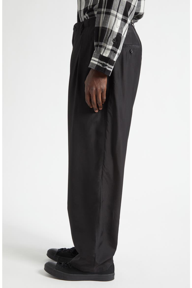 1-Tuck Pleated Silk Pants, Alternate, color, BLACK