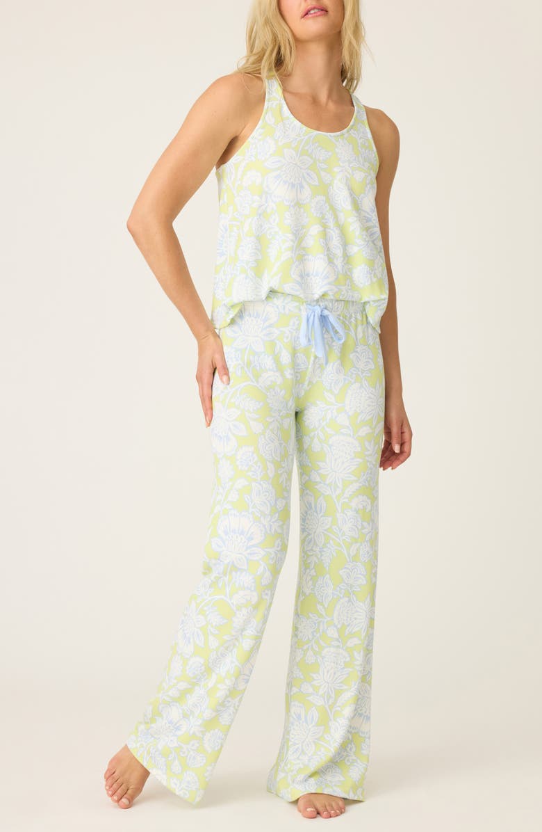 PJ Salvage Beautiful Life Jersey Pajamas, Main, color, Electric Lime