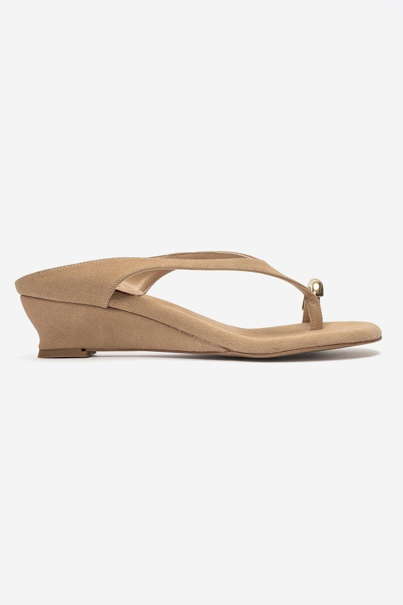 Alizendra Block Heel Thong Sandal, Alternate, color, Beige Suede