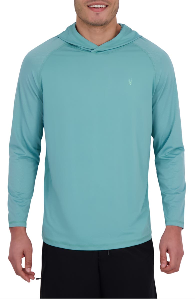 Spyder Raglan Sleeve Hooded UPF 50+ Rashguard, Main, color, Wasabi