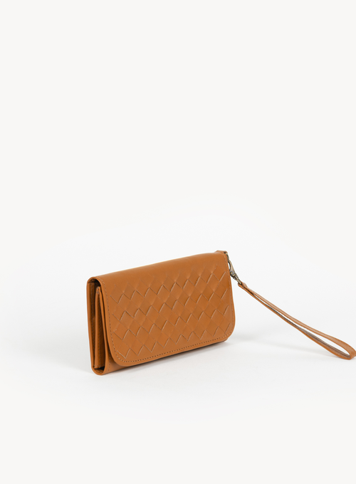 Deux Mains Woven Wristlet Wallet In Orange