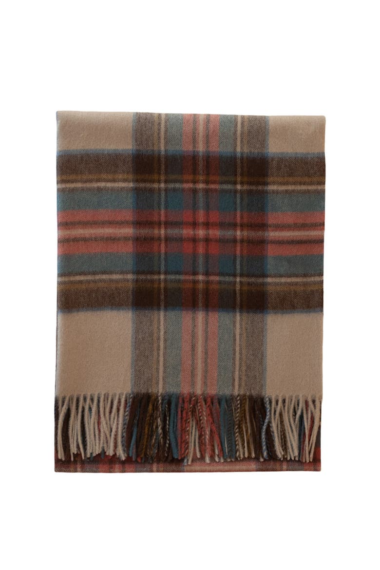 Lambswool Tartan Throw Blanket, Main, color, Stewart Dress Antique