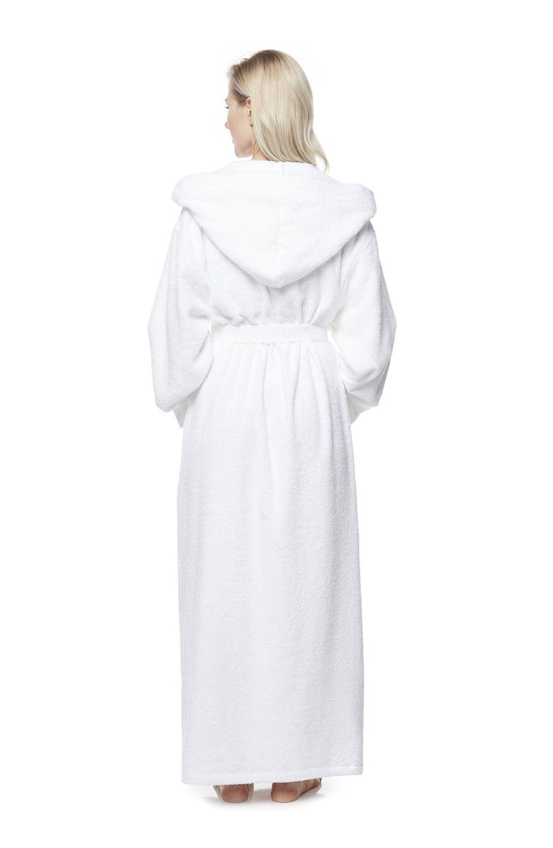 ARUS Pacifica Women's Cotton Full Length Hooded Bathrobe, Alternate, color, White