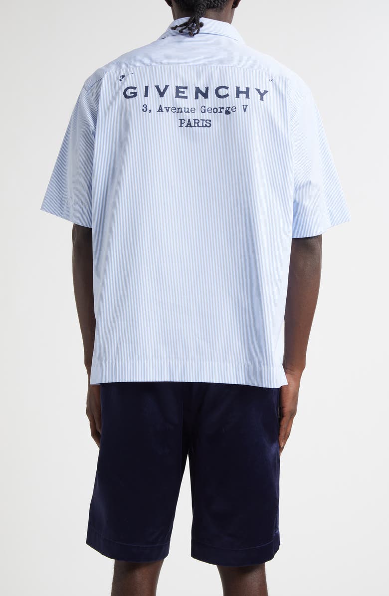 Givenchy Stamp Print Camp Shirt, Alternate, color, White/ Light Blue