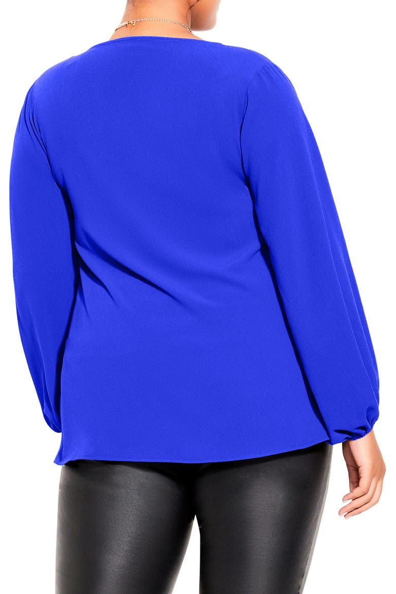Pippa Blouson Sleeve V-Neck Top, Alternate, color, COBALT
