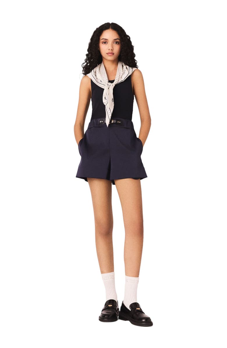 maje Satin-effect shorts, Alternate, color, Navy