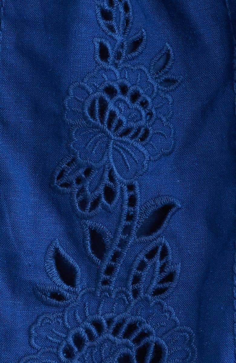 FARM Rio Richelieu Eyelet Embroidered Linen Blend Camisole, Alternate, color, Blue