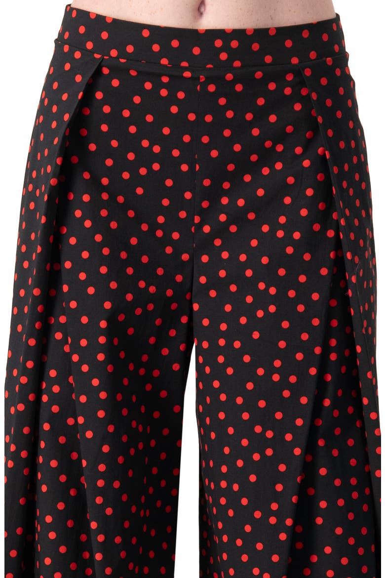 Wide-Leg Polka Dot Pants, Alternate, color, Black