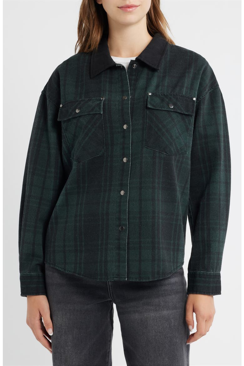 Plaid Cotton Shacket, Alternate, color, PINE BLACK PLAID