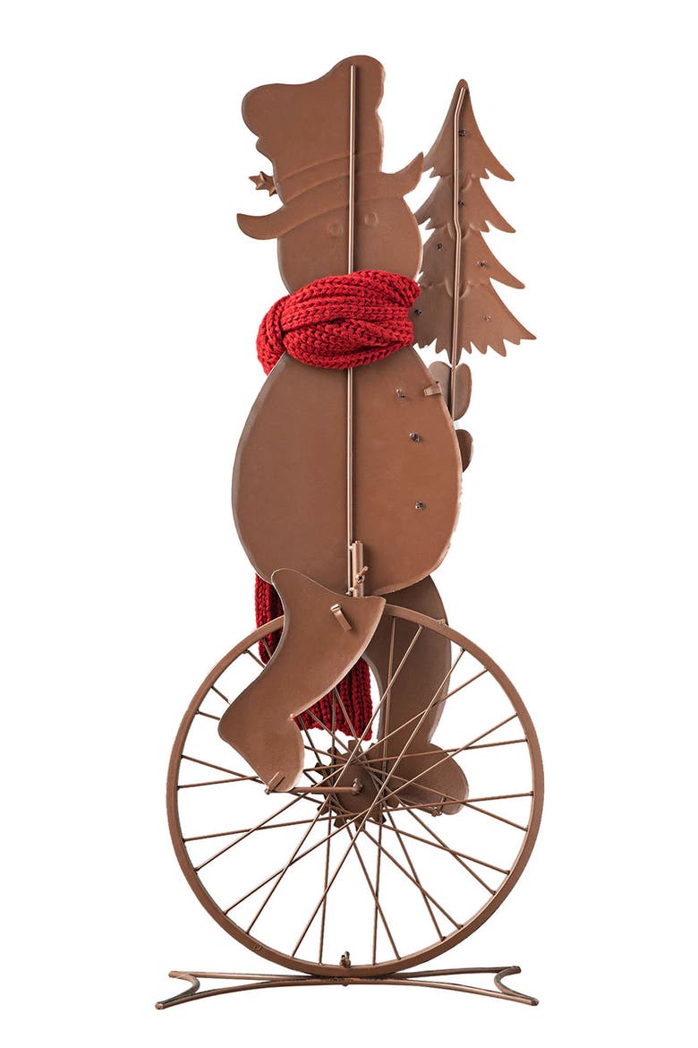 Metal Bike Wheel Snowman Porch Decor, Alternate, color, Green