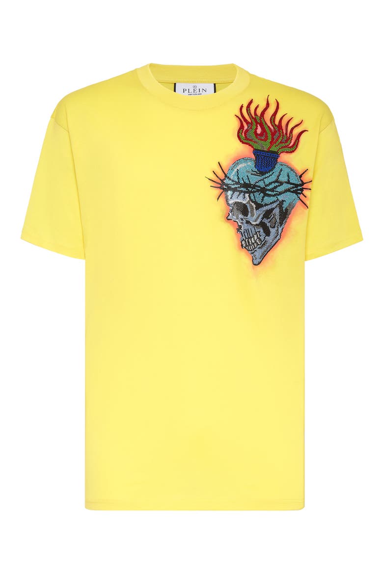 T-Shirt Round Neck Ss Love Tattoo Men, Alternate, color, yellow