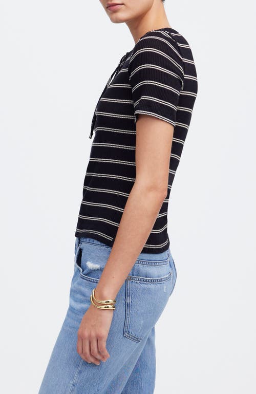 Madewell Rib Lace-up Short-sleeve T-shirt In Jet Black