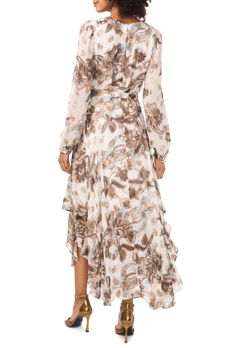 Vince Camuto Metallic Paisley Floral Long Sleeve Maxi Dress, Alternate, color, 