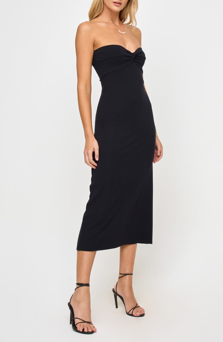 LSPACE Lisette Strapless Rib Cover-Up Dress, Alternate, color, Black